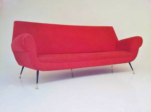 Italian 1950`s vintage sofa, sculptural four seater by Saporiti